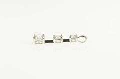 10K White Gold Tiered Graduated Cubic Zirconia Journey Pendant