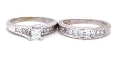 14kt White gold 0.90ctw princess cut channel set wedding set