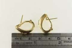 14K Yellow Gold Princess Diamond Oval French Clip Hoop Earrings