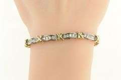 10K White Gold 1.75 Ctw Two Tone Diamond X Tennis Bracelet