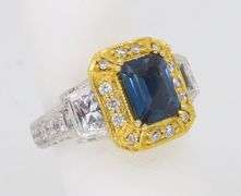 LeVian Blue Sapphire & Diamond Halo Ring
