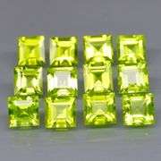 Princess cut unheated! 4.65ct Peridot set