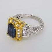 LeVian Blue Sapphire & Diamond Halo Ring