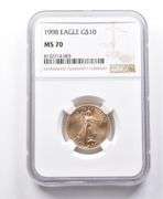 MS70 1998 $10 American Gold Eagle 1/4 Oz Gold NGC