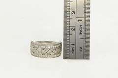 14K White Gold Vintage Pave CZ Encrusted Leaf Vine Ring