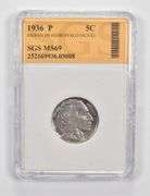 MS69 1936-P Indian Head Buffalo Nickel SGS