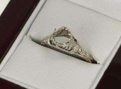 14K Yellow Gold Art Deco Filigree Engagement Setting Ring