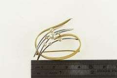 18K Yellow Gold Pearl Diamond Two Tone Vintage Swirl Pin/Brooch