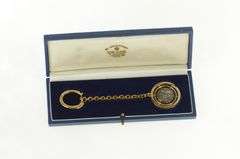 18K Yellow Gold Vourakis Ancient Greek Coin Cable Link Key Chain