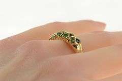 14K Yellow Gold Natural Emerald Ruby Sapphire Striped Band Ring