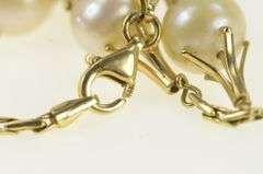 14K Yellow Gold Vintage Pearl Ornate Floral Motif Chain Necklace