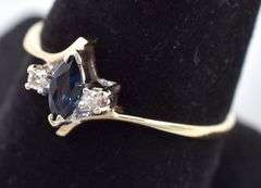 Angelic 14K Yellow Gold Blue Sapphire and Diamond Ring