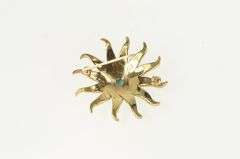 14K Yellow Gold Victorian Turquoise Ornate Sun Flower Pin/Brooch