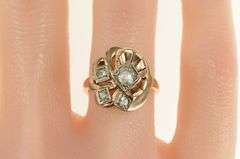 14K Yellow Gold 0.39 Ctw Old Mine Cut Diamond Engagement Ring