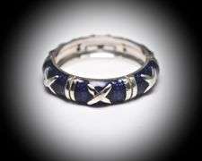 Exquisite 18K White Gold Blue Enamel Hidalgo Band