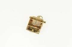 14K Yellow Gold 3D Articulated Typewriter Journalism Writer Charm/Pendant