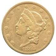 1865-S $20 Liberty Head Gold Double Eagle