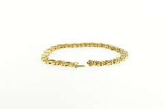 14K Yellow Gold Zig Zag White Sapphire Ornate Statement Tennis Bracelet