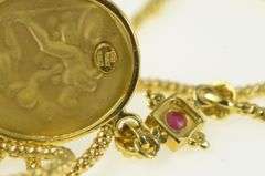 18K Yellow Gold Designer Roman Revival Ornate Ruby Necklace