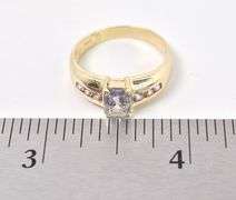 Beautiful 14K Yellow Gold Aquamarine and Pink Gemstone Ring