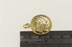 14K Yellow Gold Turtle Poking Head In Water Round Charm/Pendant