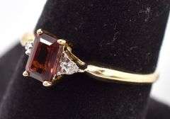 Simply Beautiful 10K Yellow Gold Red Garnet and Diamond Ring