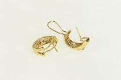 14K Yellow Gold Princess Diamond Oval French Clip Hoop Earrings