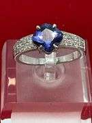 CERTIFIED 14K WHITE GOLD DIAMOND AND TANZANITE RING