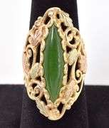 Incredible 10K Yellow Gold Nephrite Gemstone Ring