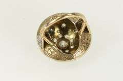 14K Yellow Gold 1.50 Ctw Diamond Enamel Domed Star Ring