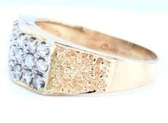Gent's 14kt yellow gold 0.70ctw three row diamond ring