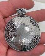 Vintage Signed PZ 925 Sterling Silver Round Brooch Pin from Israel