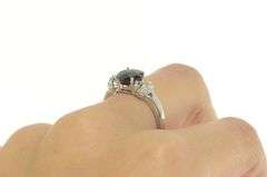 18K White Gold 2.00 Ctw Black Tourmaline Diamond Statement Ring