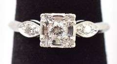 Shiny 14K White Gold Diamond Ring