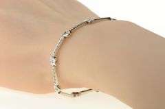 14K White Gold 1.25 Ctw Heart Star Diamond Bar Tennis Bracelet