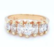 14kt Yellow gold 1.10ctw 5 stone Marquise diamond band