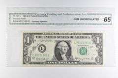 CGAI Gem Unc 65 $1 1963-A US Federal Reserve Note Green Seal FR-1901-L
