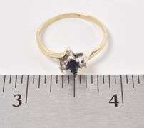Angelic 14K Yellow Gold Blue Sapphire and Diamond Ring