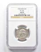 AU55 1943 Double Die Obverse Washington Quarter NGC RARE