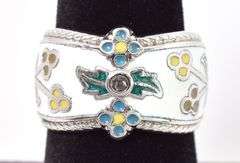 Adorable Sterling Silver Flower Enamel Ring