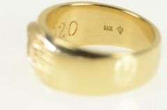 14K Yellow Gold Diamond Eyed Eagle 24k Nugget Men's Ring