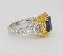 LeVian Blue Sapphire & Diamond Halo Ring