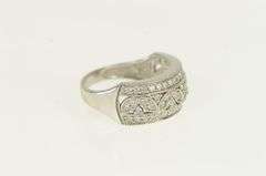 14K White Gold Vintage Pave CZ Encrusted Leaf Vine Ring