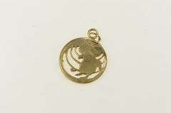 14K Yellow Gold Turtle Poking Head In Water Round Charm/Pendant