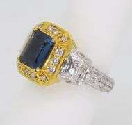 LeVian Blue Sapphire & Diamond Halo Ring