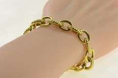 18K Yellow Gold David Yurman Oval Link Chain Designer Bracelet