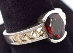 Sterling Silver Red Garnet Gemstone Ring