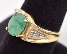 Amazing 10K Yellow Gold Emerald and Diamond Ring