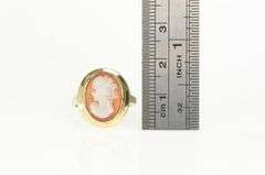14K Yellow Gold Carved Shell Cameo Vintage Statement Ring