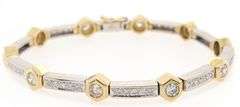 3.00ctw Round Diamond Hexagon Station Link Bracelet in 18K